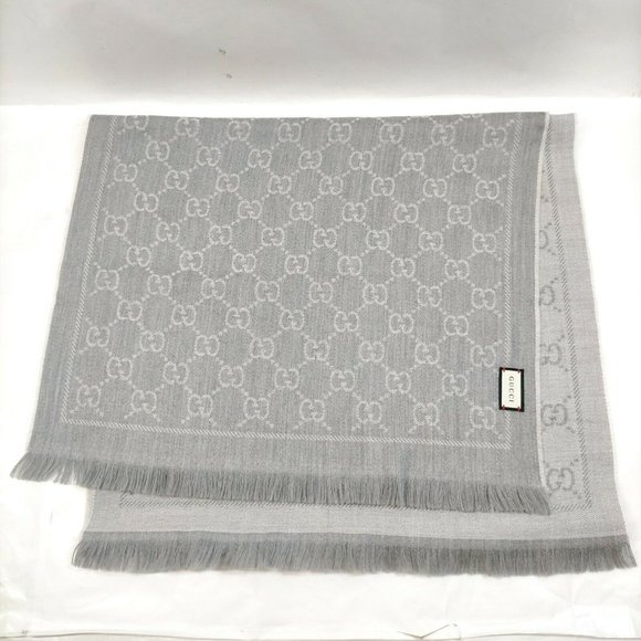 100% Authentic Gucci Scarf Grays Wool 100% - Picture 2 of 9